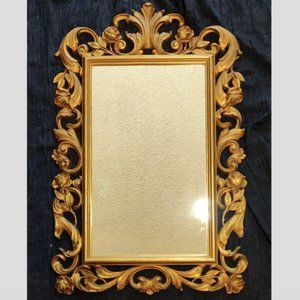 Vintage Syroco Ornate Wall Mirror Gold Gilded Rose